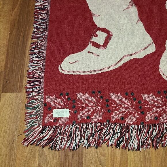 Santa Claus Christmas Throw Holiday Woven Tapestry Blanket 61" X 46" - Picture 5 of 7